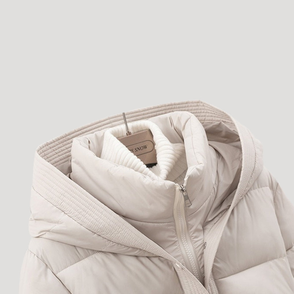 Women's Belted Hooded Puffer Jacket, Tie Waist – view 6