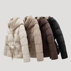 Women's Belted Hooded Puffer Jacket, Tie Waist – detail
