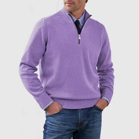 Men's Quarter-Zip Funnel-Neck Knit Jumper – detail
