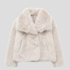 Women's Textured Faux Fur Jacket with Wide Collar – view 2
