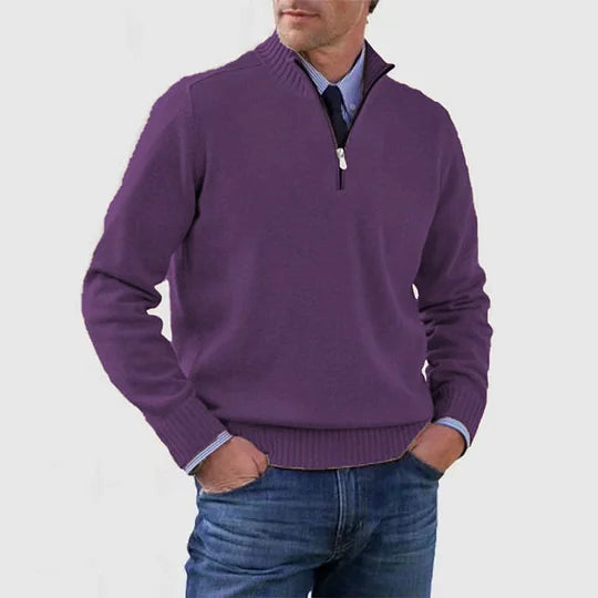 Men's Quarter-Zip Funnel-Neck Knit Jumper – view 4