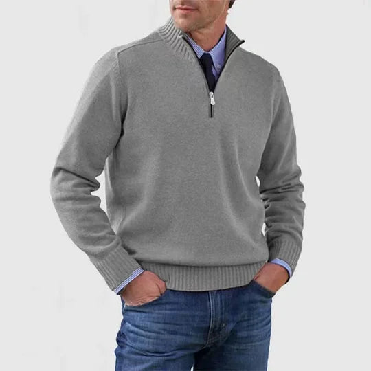 Men's Quarter-Zip Funnel-Neck Knit Jumper – view 12
