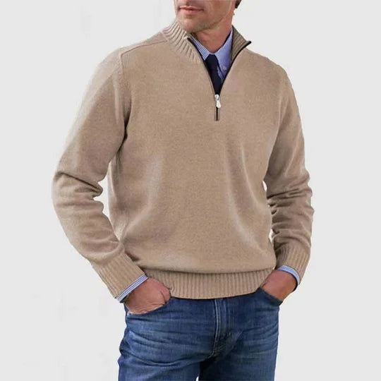Men's Quarter-Zip Funnel-Neck Knit Jumper – view 8