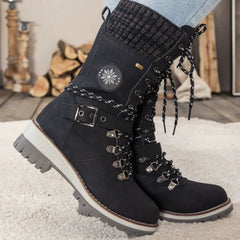 Women's Faux Leather Snow Boots, Knit Cuff