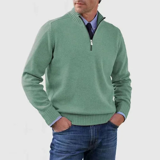 Men's Quarter-Zip Funnel-Neck Knit Jumper – view 10