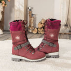 Women's Faux Leather Snow Boots, Knit Cuff – view 8