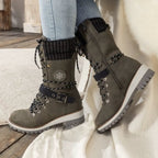 Women's Faux Leather Snow Boots, Knit Cuff – view 10