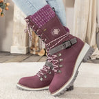 Women's Faux Leather Snow Boots, Knit Cuff – view 11