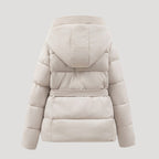 Women's Belted Hooded Puffer Jacket, Tie Waist – view 5