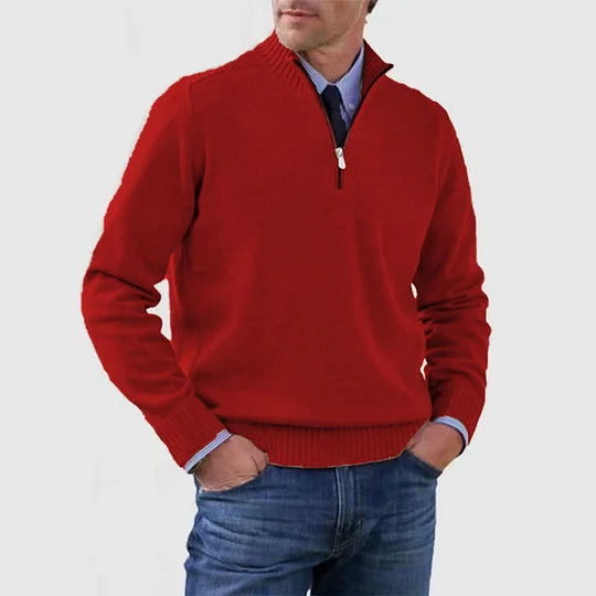 Men's Quarter-Zip Funnel-Neck Knit Jumper – view 9
