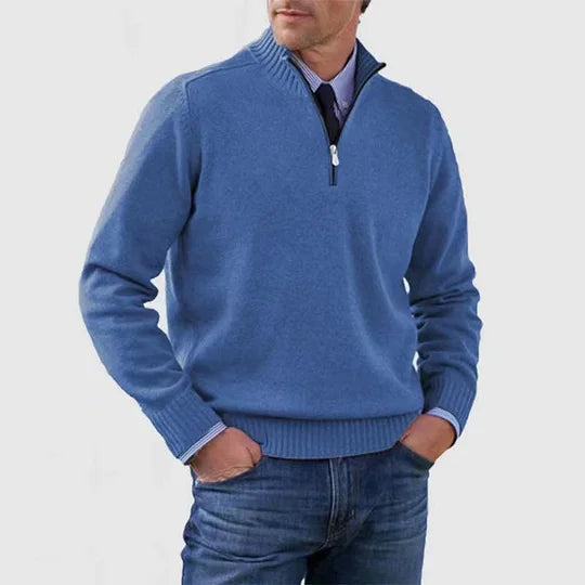 Men's Quarter-Zip Funnel-Neck Knit Jumper – view 7
