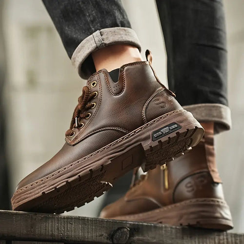 Men's Rugged Lace-Up Ankle Boots, Traction Sole