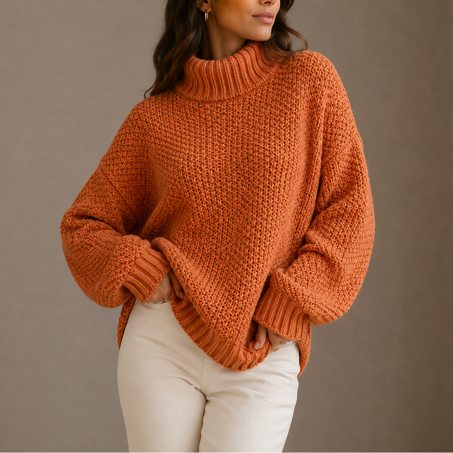 Women's Chunky Turtleneck Sweater, Oversized Knit