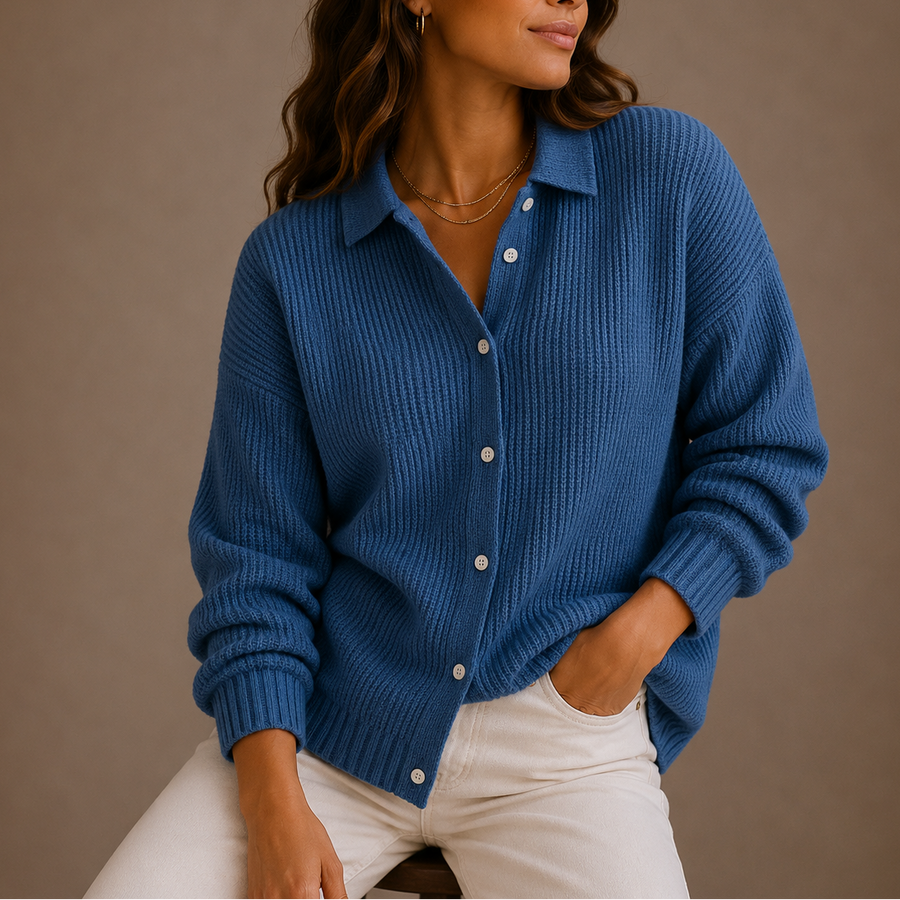 Women's Collared Knit Cardigan, Button-Up