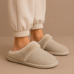 Women's Suede-Look Mule Slippers, Faux-Fur Lined