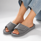 Women's Corduroy Open-Toe Cushioned House Slippers – detail
