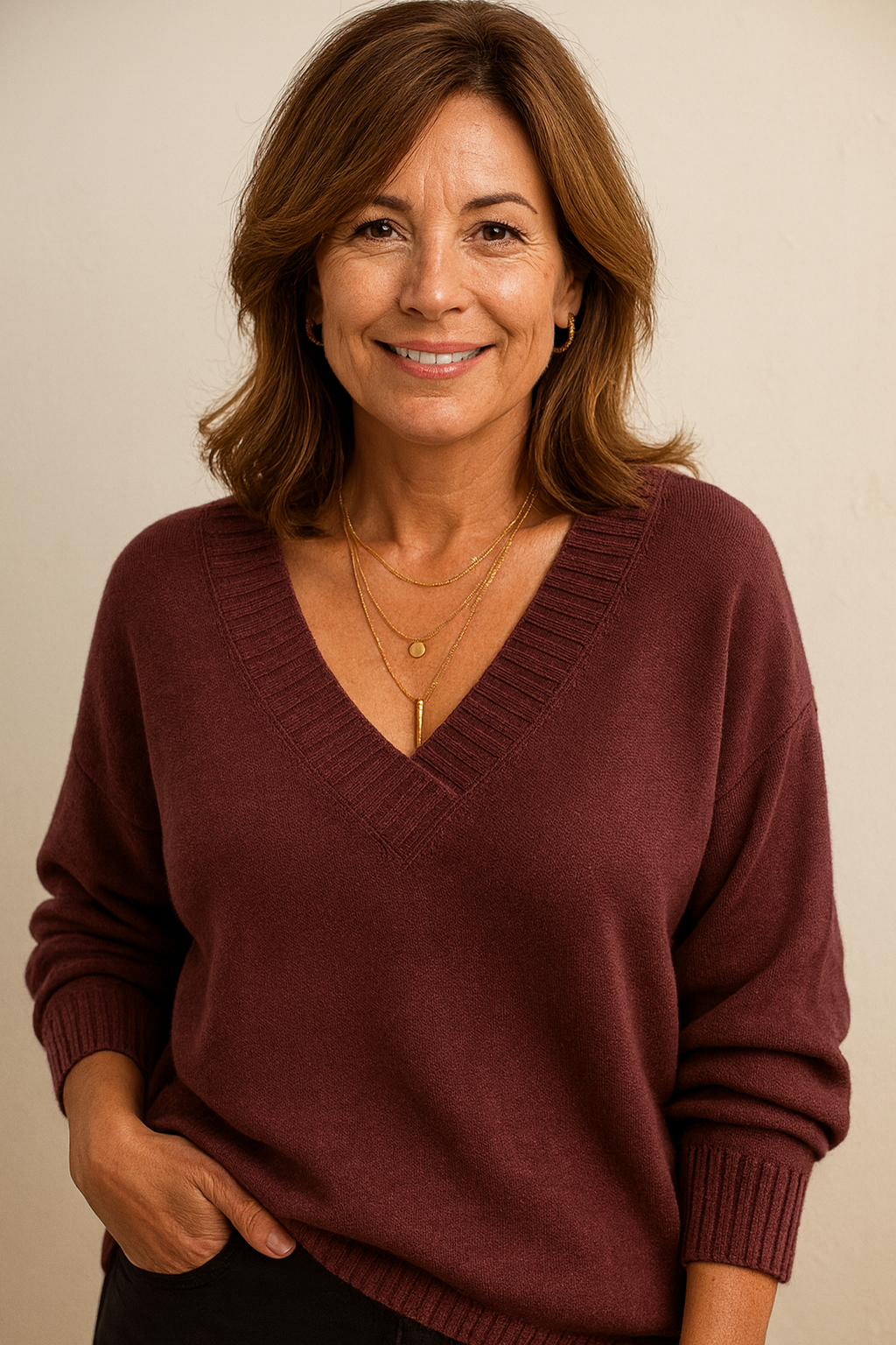 Soft knit V-neck sweater
