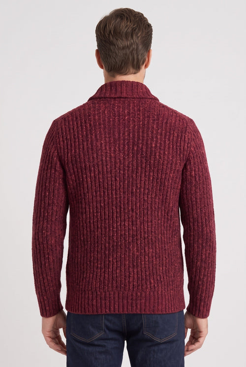 Men's Chunky Knit Cardigan, Shawl Collar - back