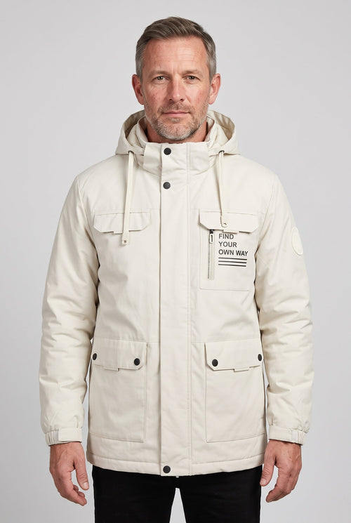 Men's Hooded Waterproof Utility Jacket, Detachable Hood