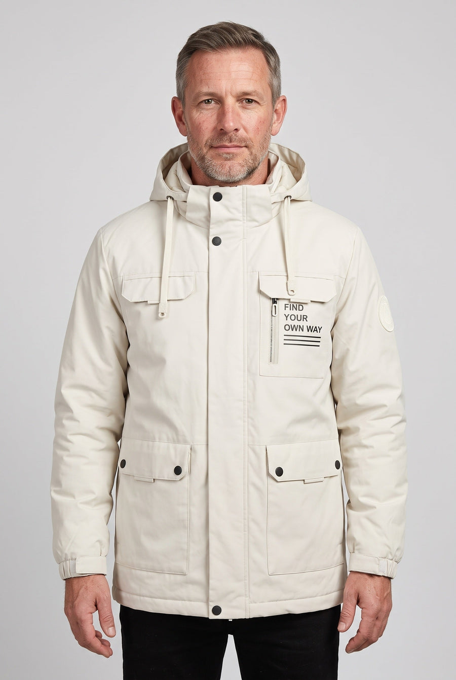 Men's Hooded Waterproof Utility Jacket, Detachable Hood