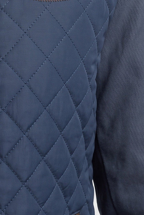 Men's Quilted Jacket, Stand Collar with Contrast Shoulder Patches