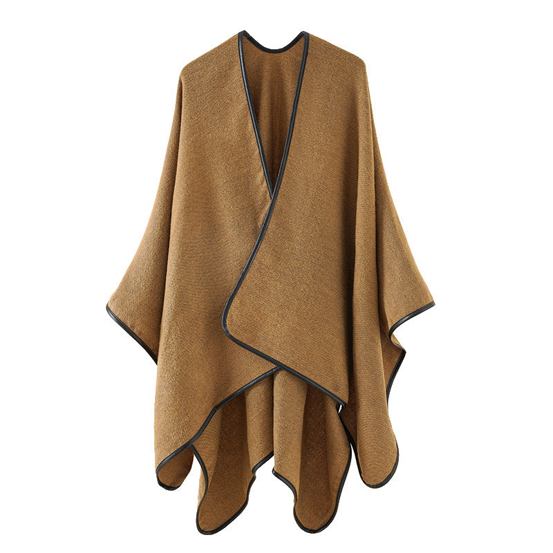 Women's Open-Front Cape with Contrast Trim – detail