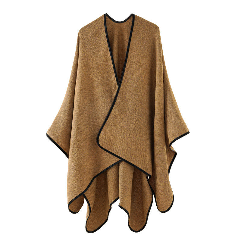 Women's Open-Front Cape with Contrast Trim