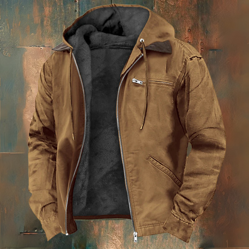 Men's Fleece-Lined Hooded Winter Jacket