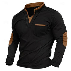 Men's Long-Sleeve Henley Top, Mandarin Collar – view 2