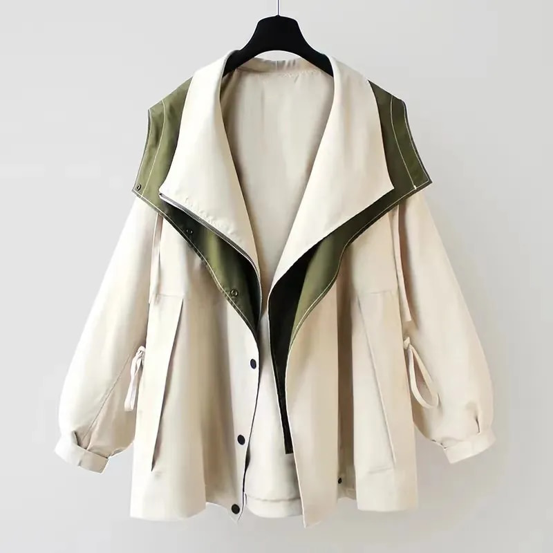 Women's Bicolour Hooded Short Jacket, Zip Front – view 2