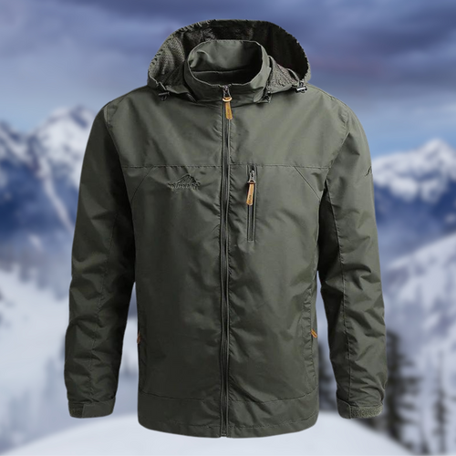 Men's Hooded Water-Resistant Jacket, Windproof Zip-Up