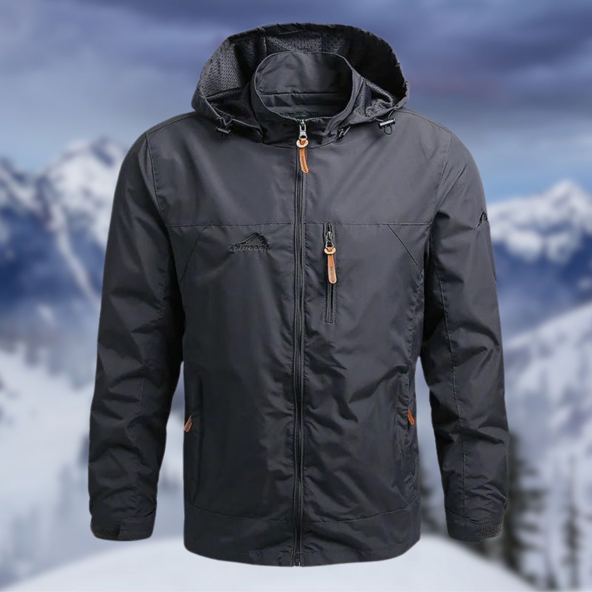 Men's Hooded Water-Resistant Jacket, Windproof Zip-Up