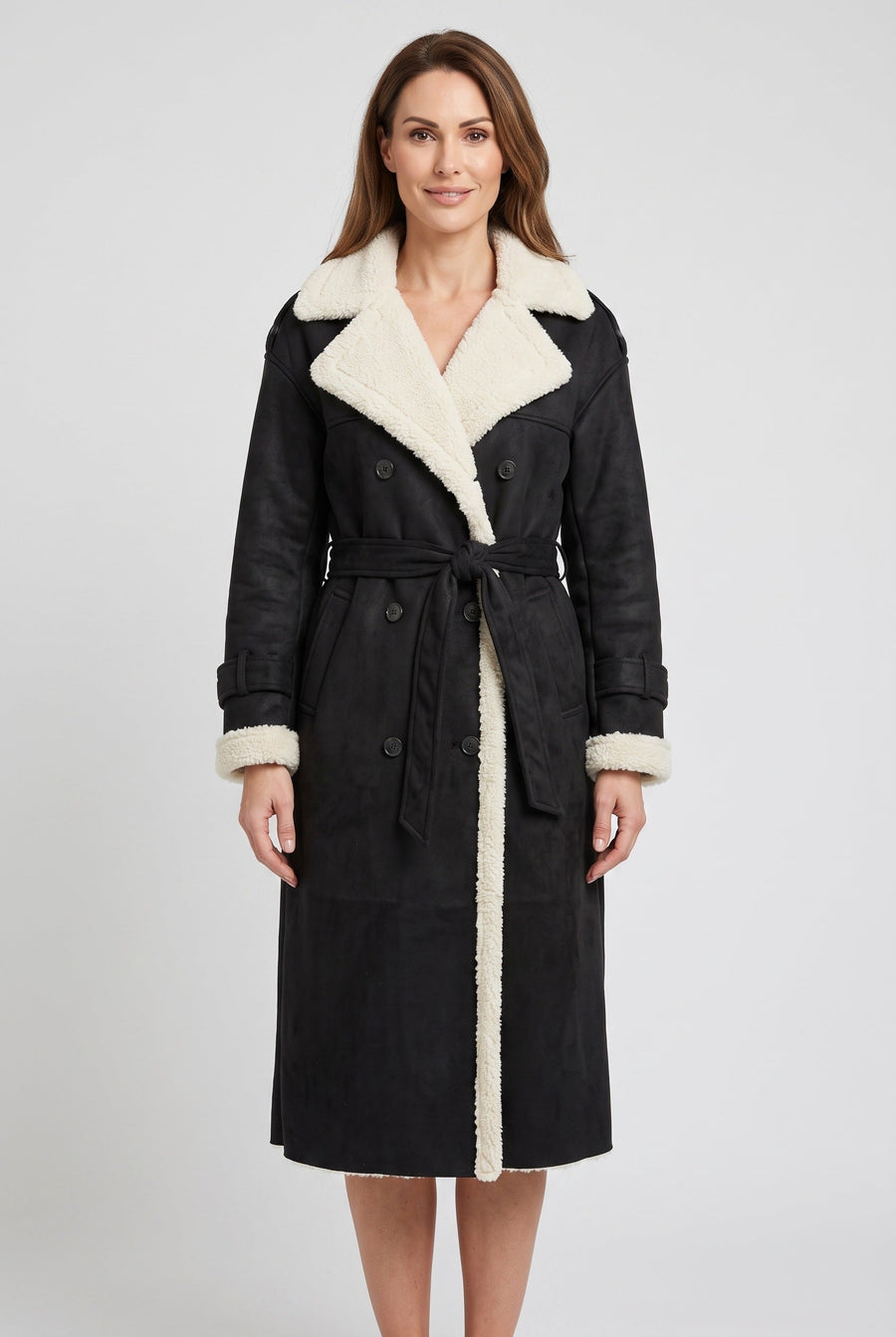 Women's Longline Aviator Coat, Belted