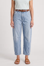 Women's High-Waist Barrel-Leg Cropped Jeans