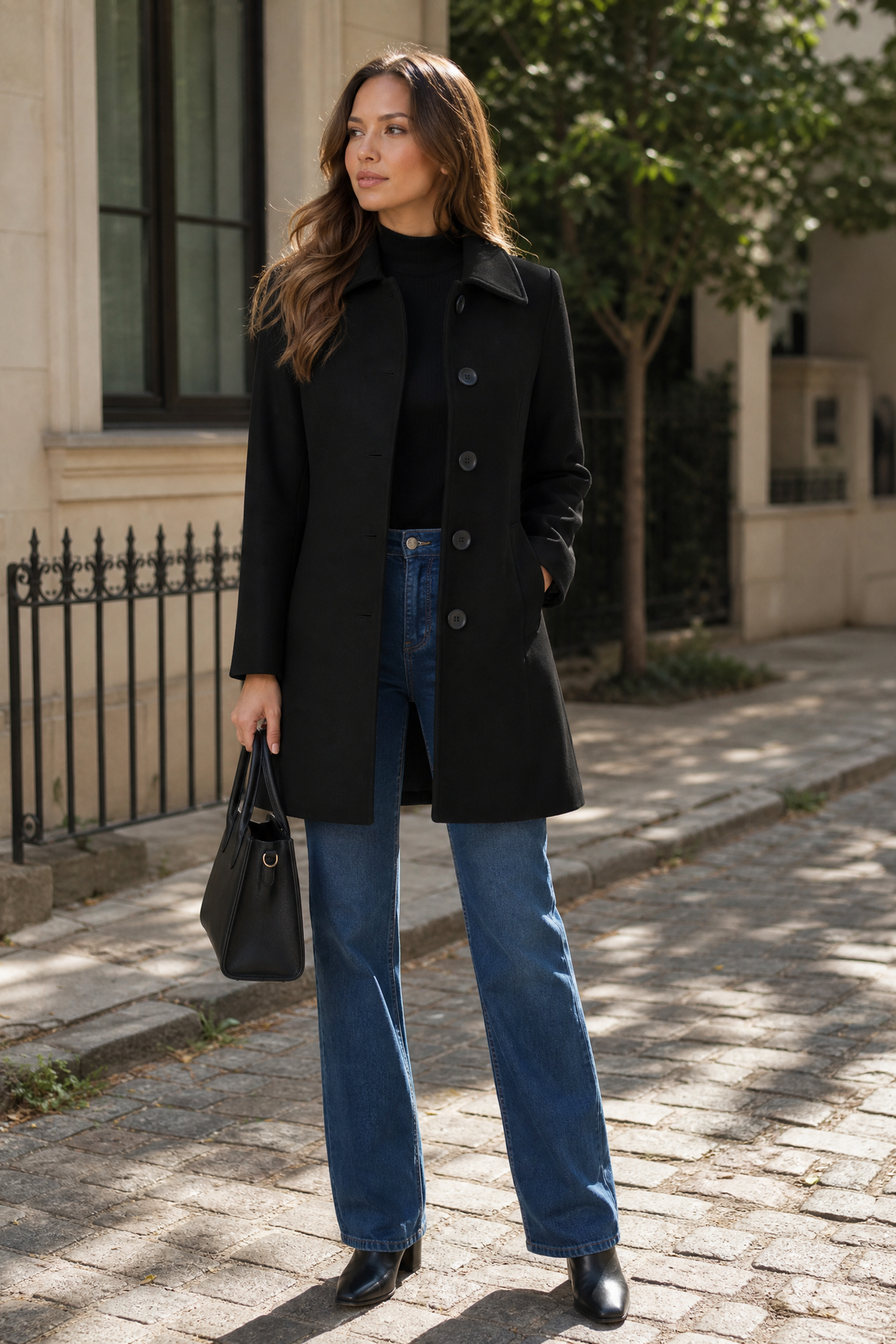 Women's Single-Breasted Trench Coat, Button-Front