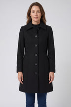 Women's Single-Breasted Trench Coat, Button-Front in Black