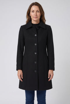Women's Single-Breasted Trench Coat, Button-Front in Black