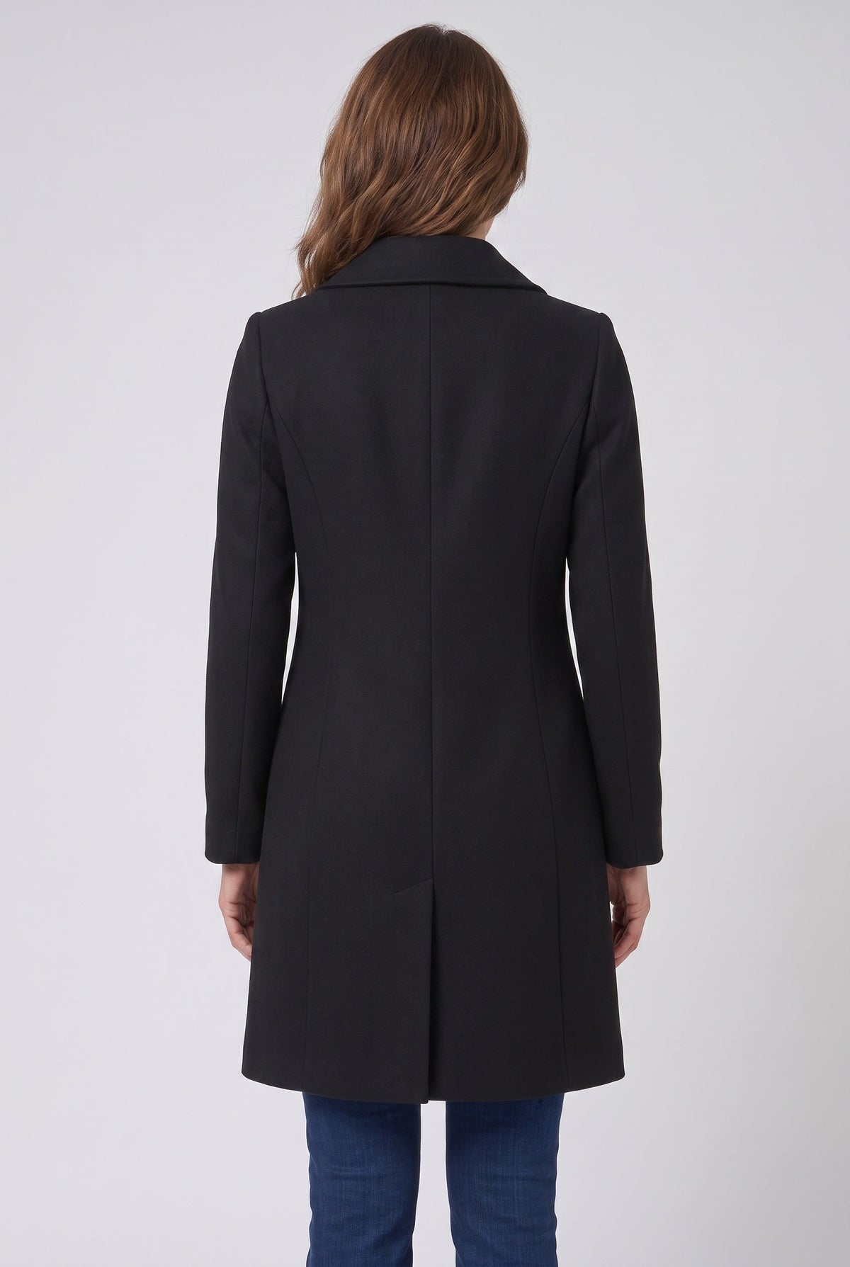 Women's Single-Breasted Trench Coat, Button-Front in Black, back