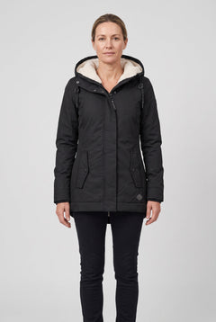 Women's Hooded Padded Waterproof Coat, Longline Drawcord Waist