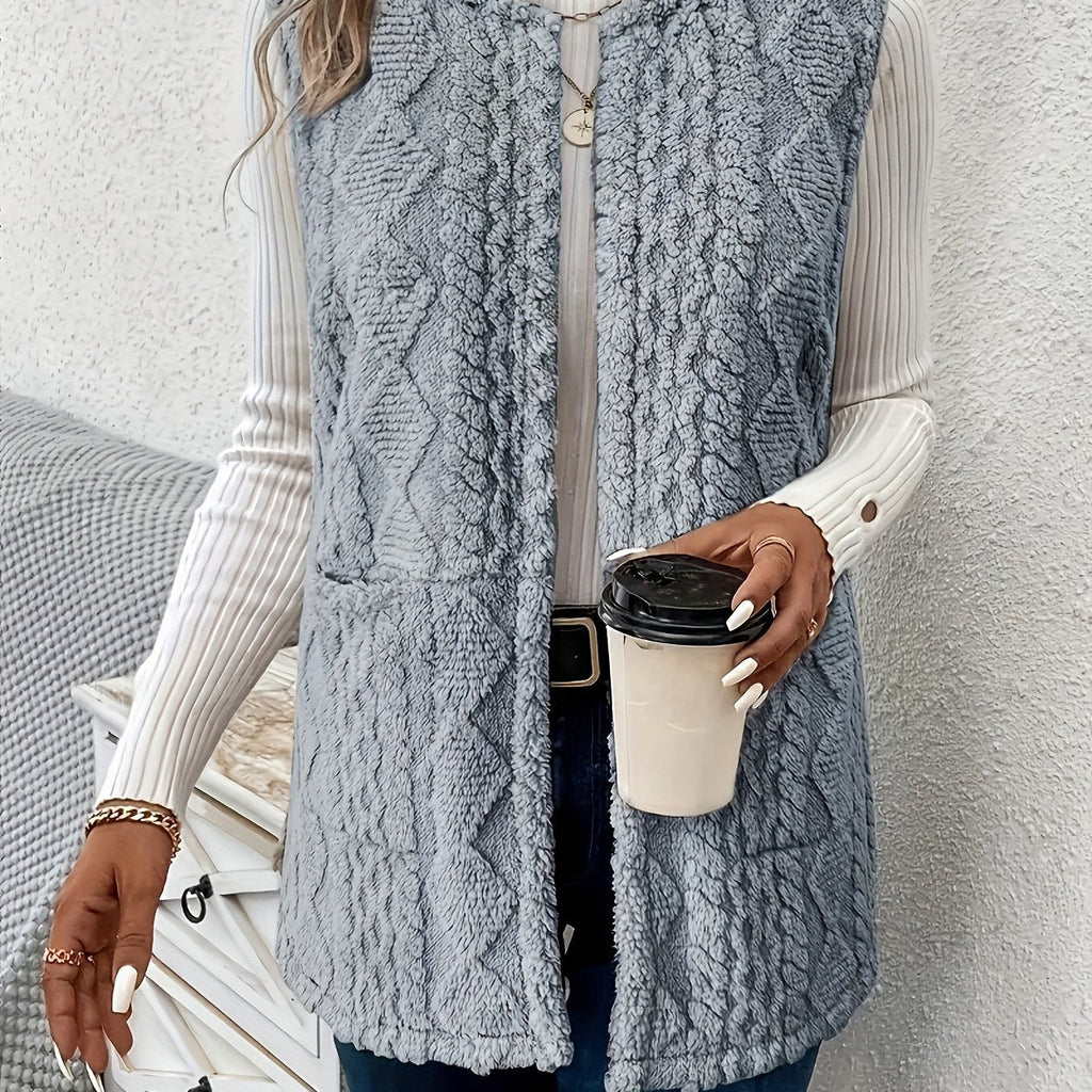 Women's Longline Sherpa-Effect Gilet, Open Front – view 6
