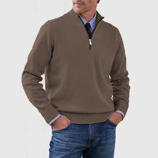 Men's Quarter-Zip Funnel-Neck Knit Jumper – view 3
