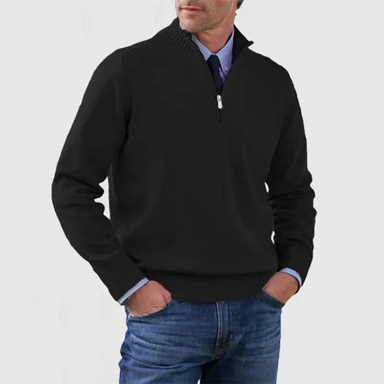 Men's Quarter-Zip Funnel-Neck Knit Jumper – view 6