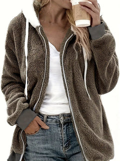 Women's Oversized Hooded Teddy Fleece Jacket