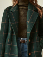 Women's Retro Lapel Check Tweed Coat