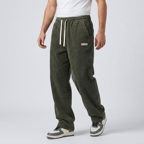 Men's corduroy trousers loose fit - Green