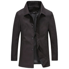 Men's Long Windproof Jacket in Black