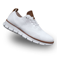 White men's arch-support walking sneakers with breathable mesh upper