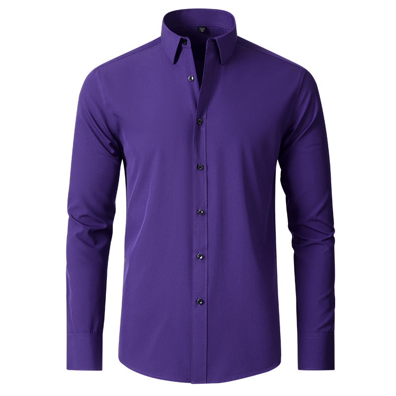 Purple men's slim-fit stretch shirt