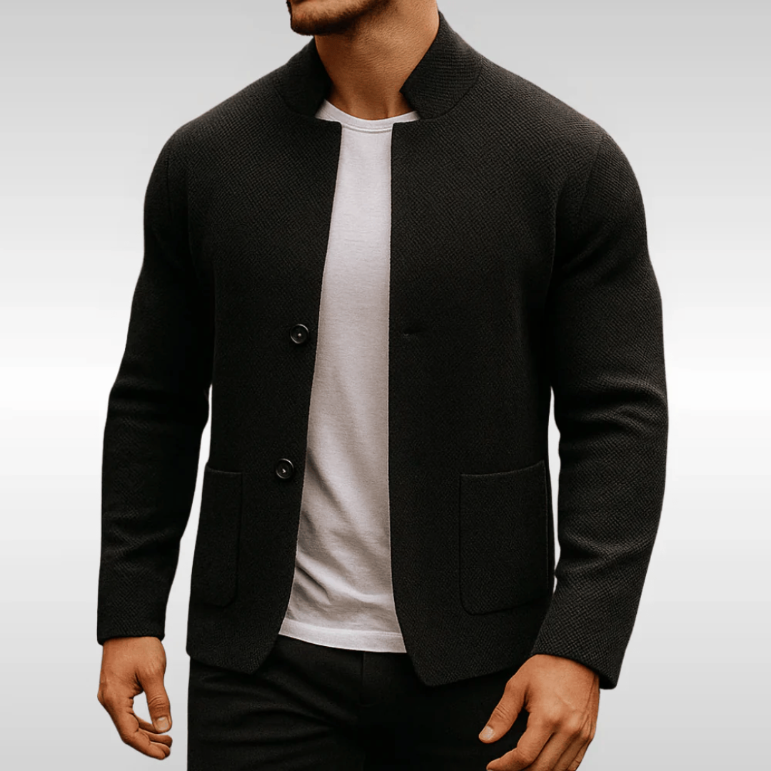 Men's structured sleeveless sweater in black