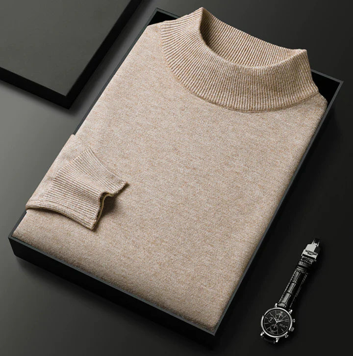 Men's Turtleneck Sweater in Beige
